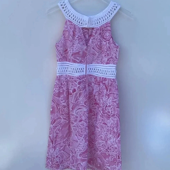 Lilly Pulitzer Brie Pink White Trim Sheath Dress Womens Size 2 (457) - Picture 3 of 6